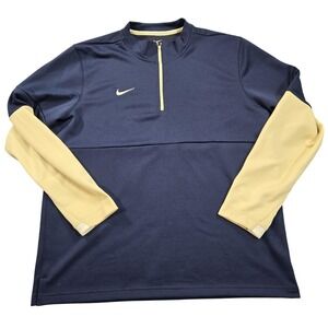 Nike 1/4 Zip Pullover Mens XL Navy Tan‎ Golf Training Sweatshirt CI4543-421